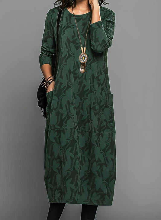 Elowen | Relaxed Leaf Print Midi Dress