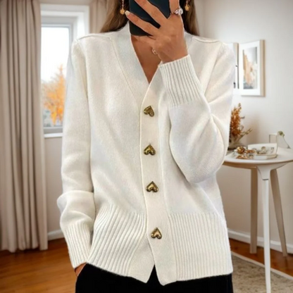 Aminta | Elegant Heart Button Cardigan