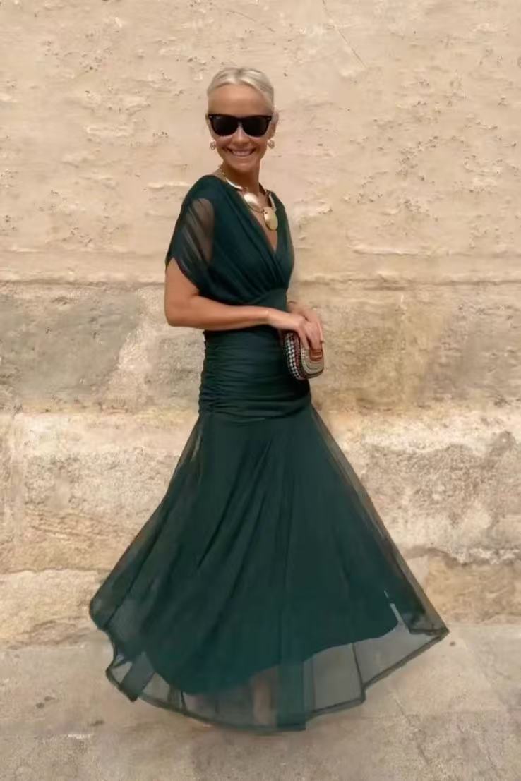 Angela | Long Dress with V-Neckline