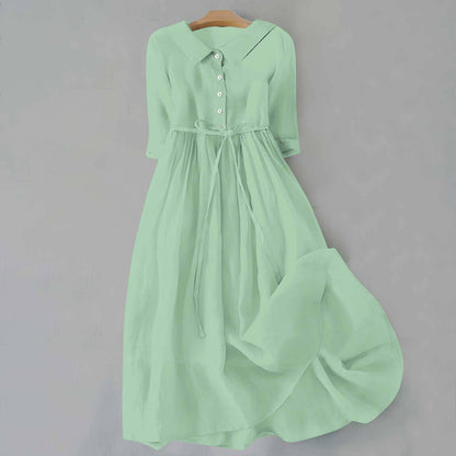 Ella – Elegant Short-Sleeve Dress with Waist Tie