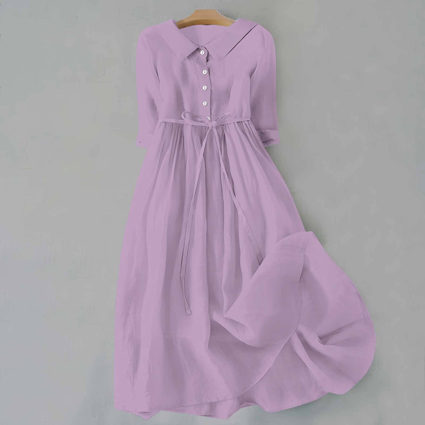 Ella – Elegant Short-Sleeve Dress with Waist Tie