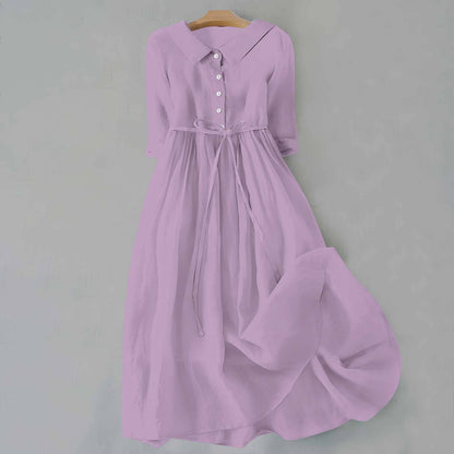 Ella – Elegant Short-Sleeve Dress with Waist Tie