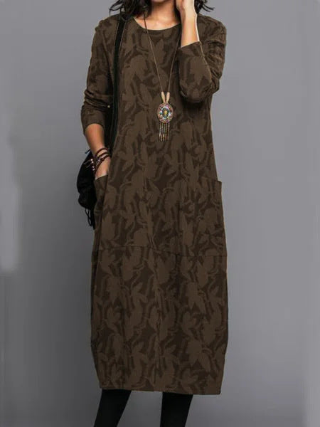 Elowen | Relaxed Leaf Print Midi Dress