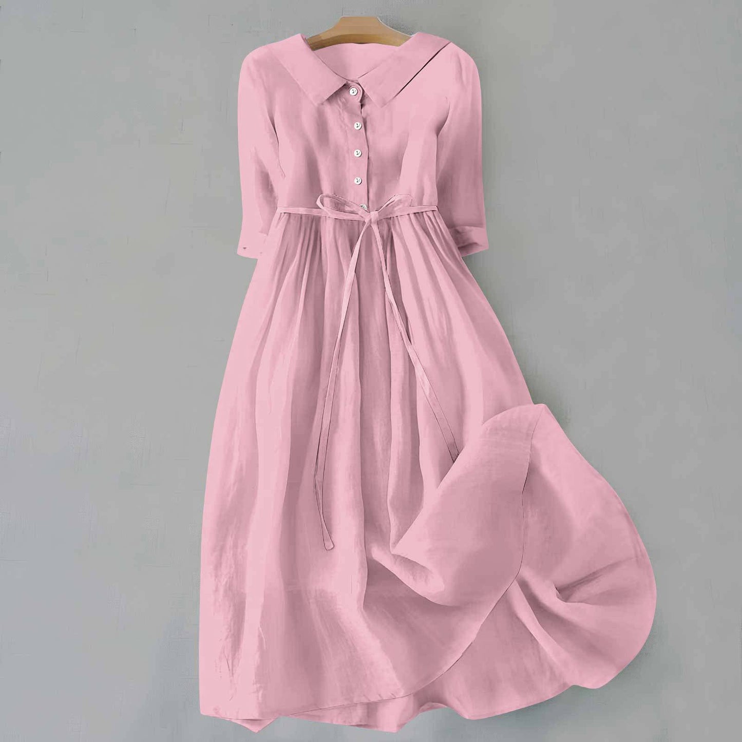 Ella – Elegant Short-Sleeve Dress with Waist Tie