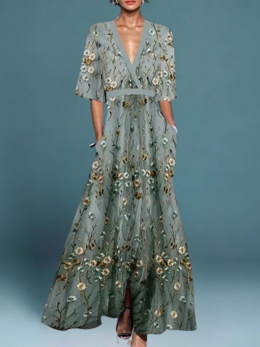Alira | Elegant Long Floral Dress