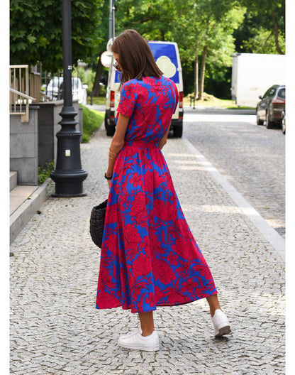Sky – Floral Wrap-Style Midi Dress