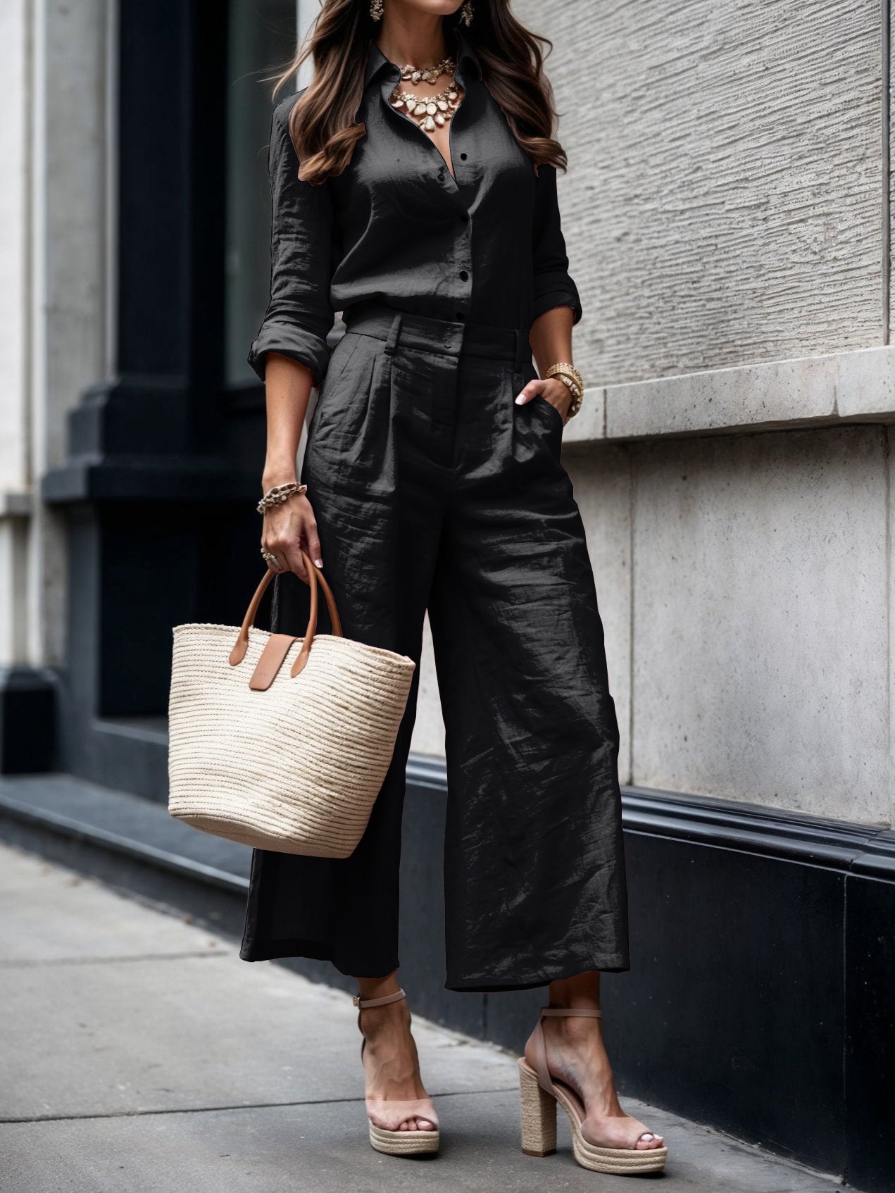 Lois | Casual Capri Set – Pants & Loose Shirt
