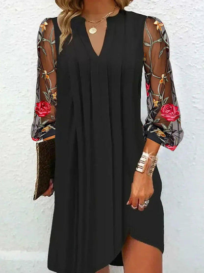 Kalina | Elegant Mini Dress with V-Neck and Sheer Sleeves