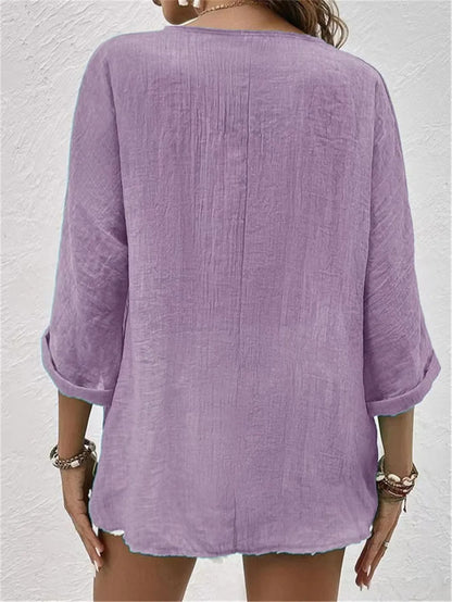 Layla | Button-Front V-Neck Blouse
