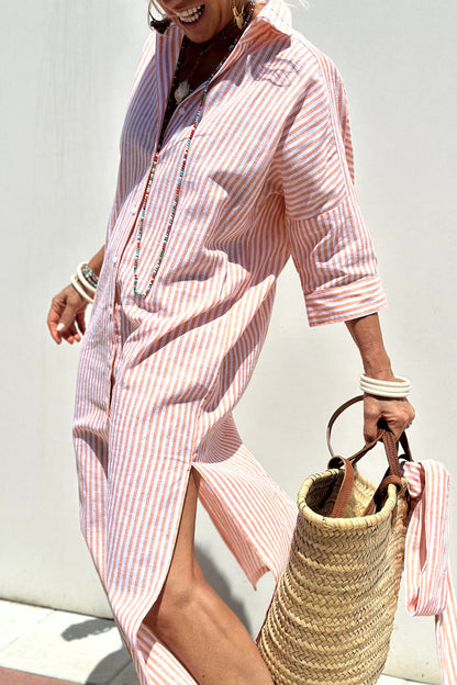 Tess – Elegant Striped Shirt Dress