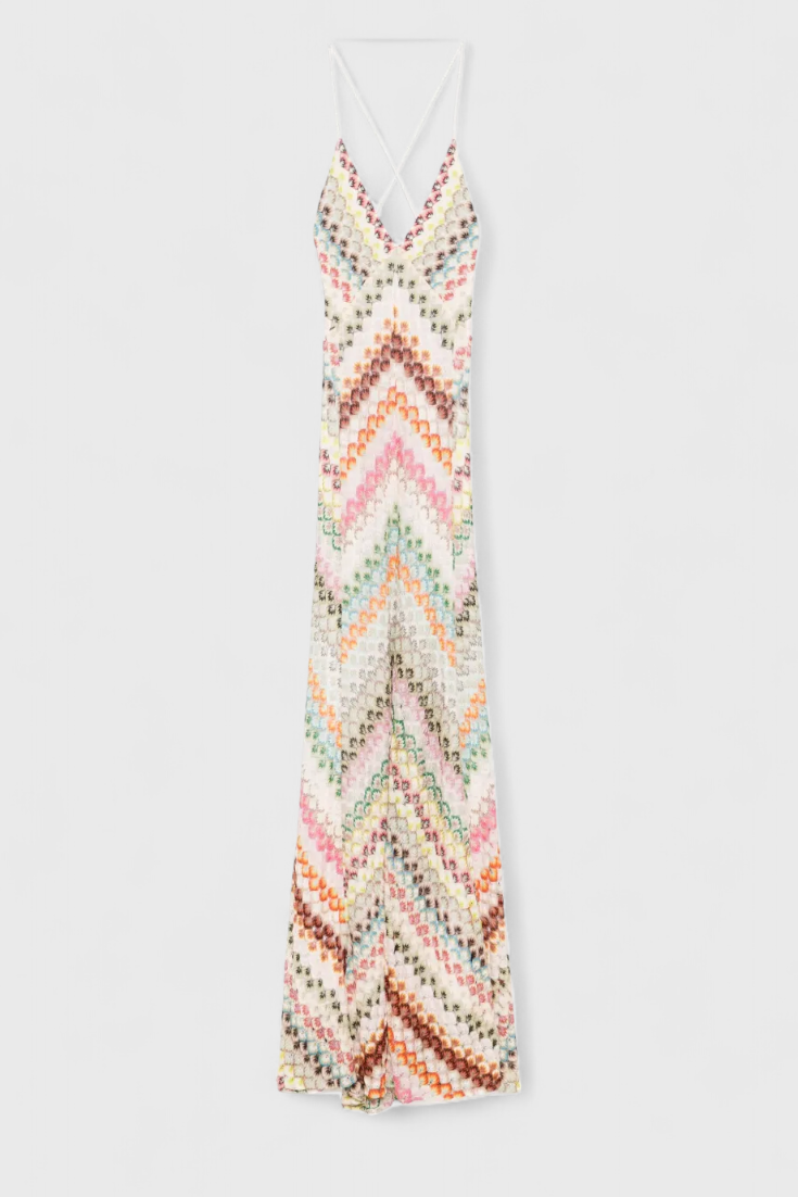 Naya | Long Dress with V-Neck and Zigzag Pattern