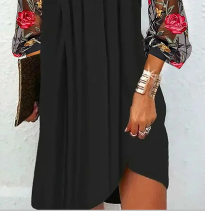 Kalina | Elegant Mini Dress with V-Neck and Sheer Sleeves