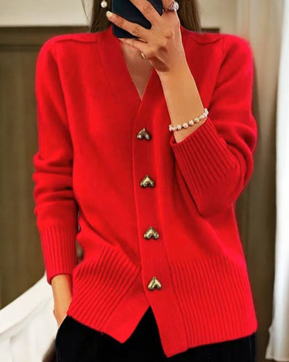 Aminta | Elegant Heart Button Cardigan